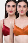 Maroon Clothing Padded Non Wired Full Coverage T-Shirt Bra (Pack of 2) - Multicolor — thumbnail 1